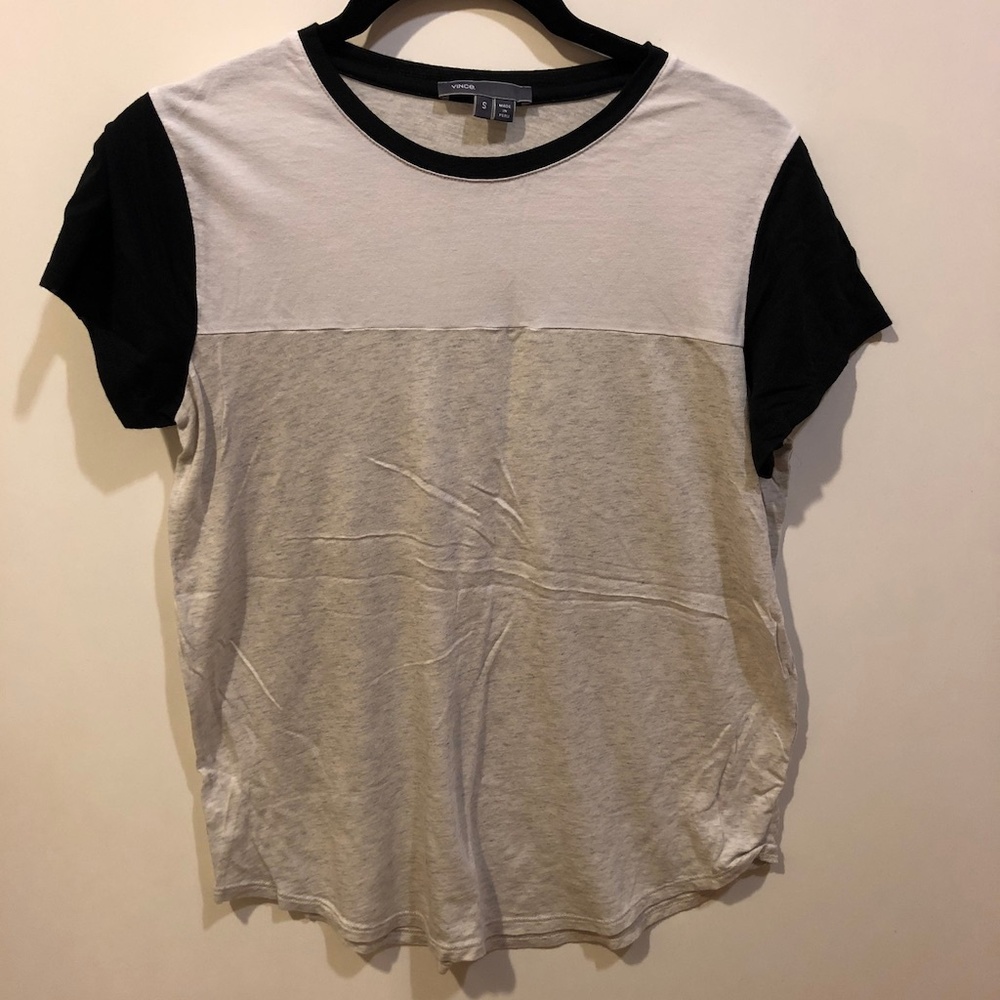 (2/$20)[Vince] Grey/White Block T-Shirt